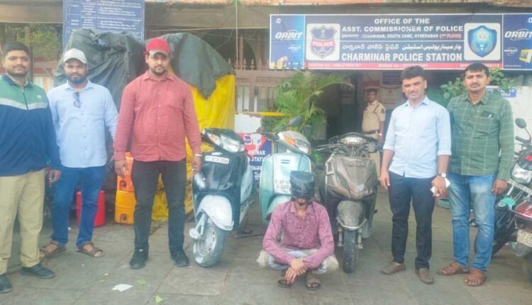 Two wheeler theft accused held in Charminar